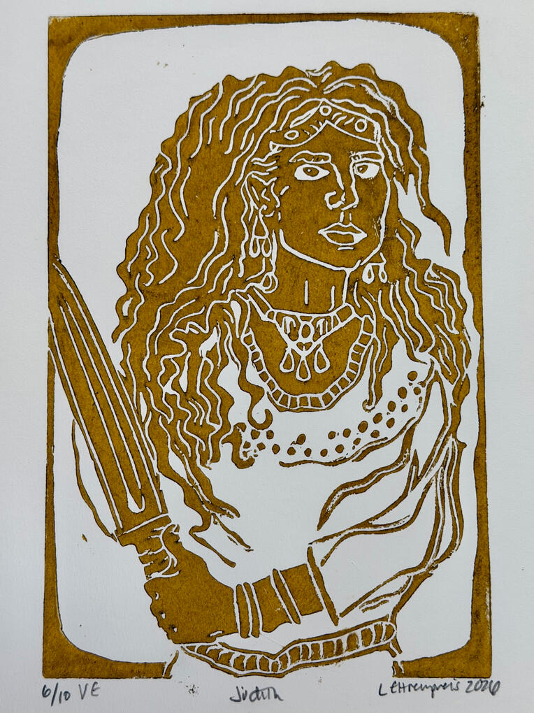 Judith - Linocut print by Elizabeth Ehrenpreis Judith - Linocut print by Elizabeth Ehrenpreis