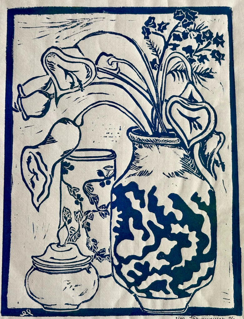 Arrangements - Linocut Print by Elizabeth Ehrenpreis