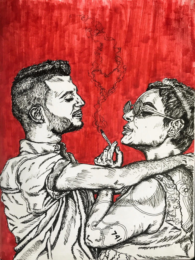 How wonderful life is - Ink drawing by Elizabeth Ehrenpreis